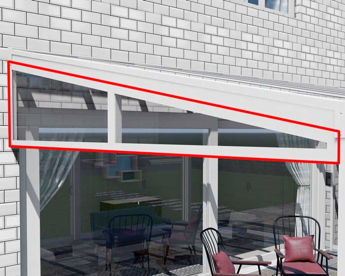 Terrassen&uuml;berdachung Seiten Keil mit 8mm VSG Glas